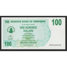 Зимбабве 100 долларов 2007г.  
