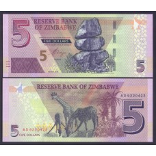 Зимбабве 5 долларов 2019г.