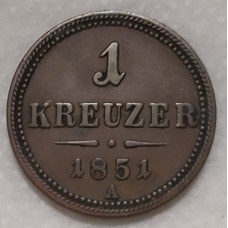 Австрия   1 крейцер 1851г. 