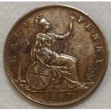 Великобритания  1/2 пенни 1887г. 